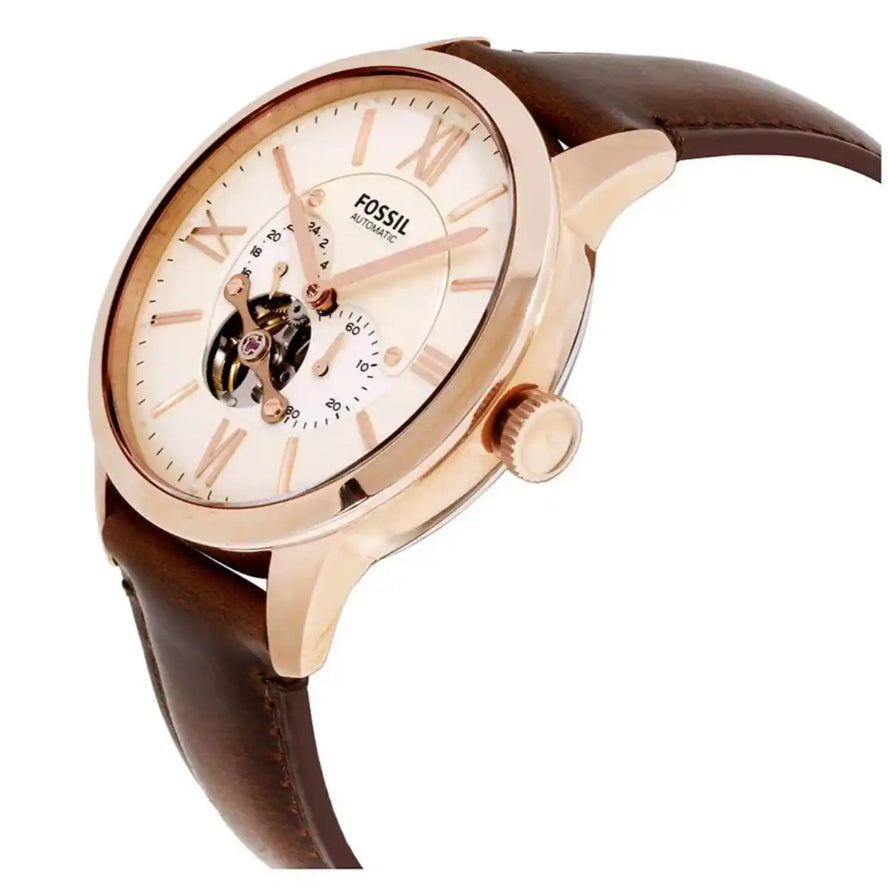 Right side profile of the Fossil Townsman ME3105 showing the crown.