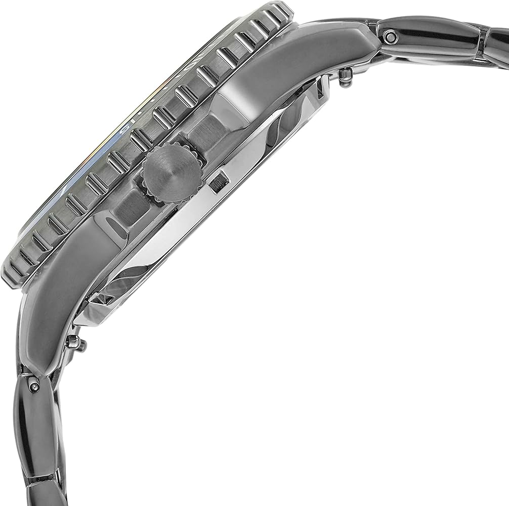 Side view photo of Fossil ME3201 showing the thickness of the automatic gunmetal case