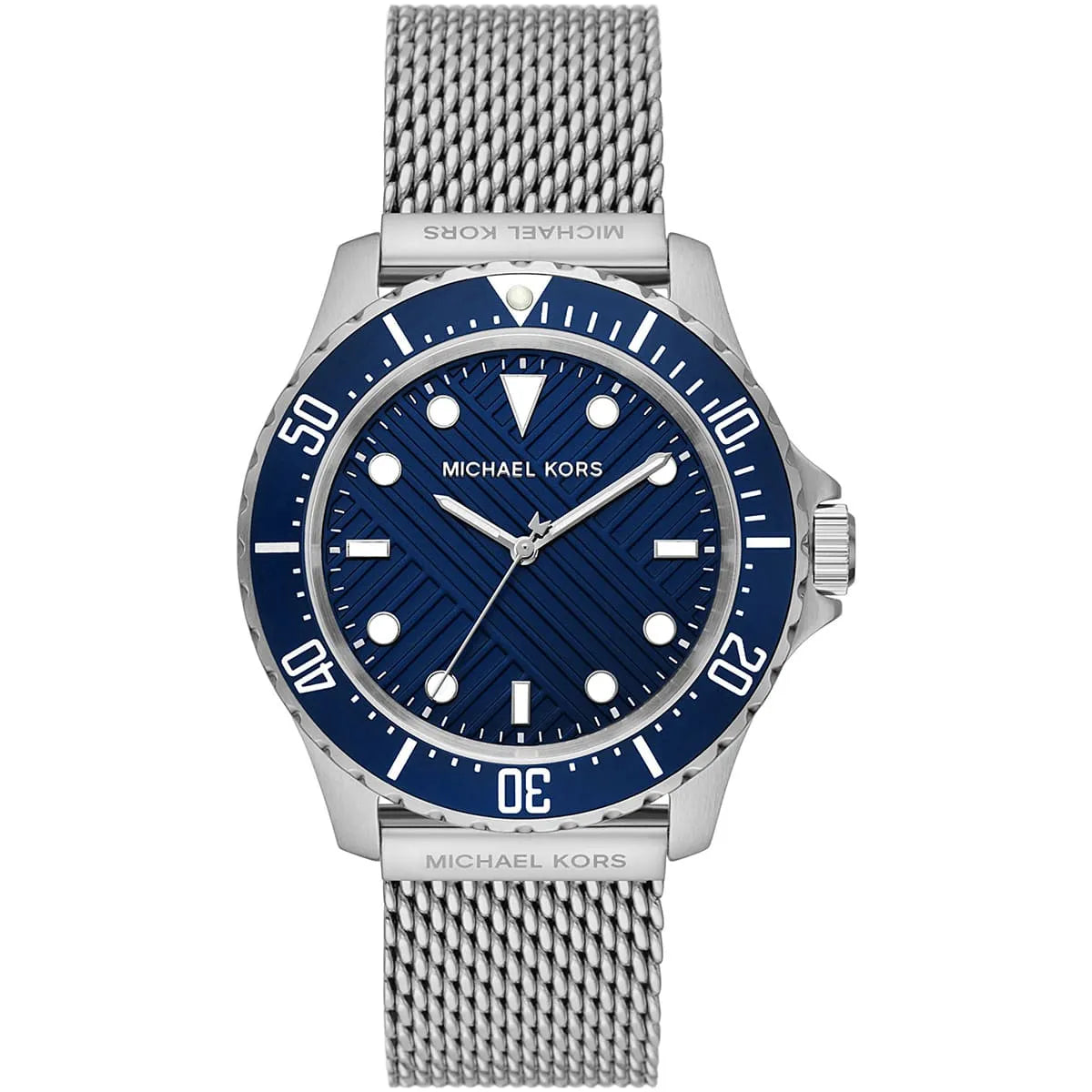 Michael Kors MK9082 Everest Men's Watch Silver Mesh Strap and Blue Bezel