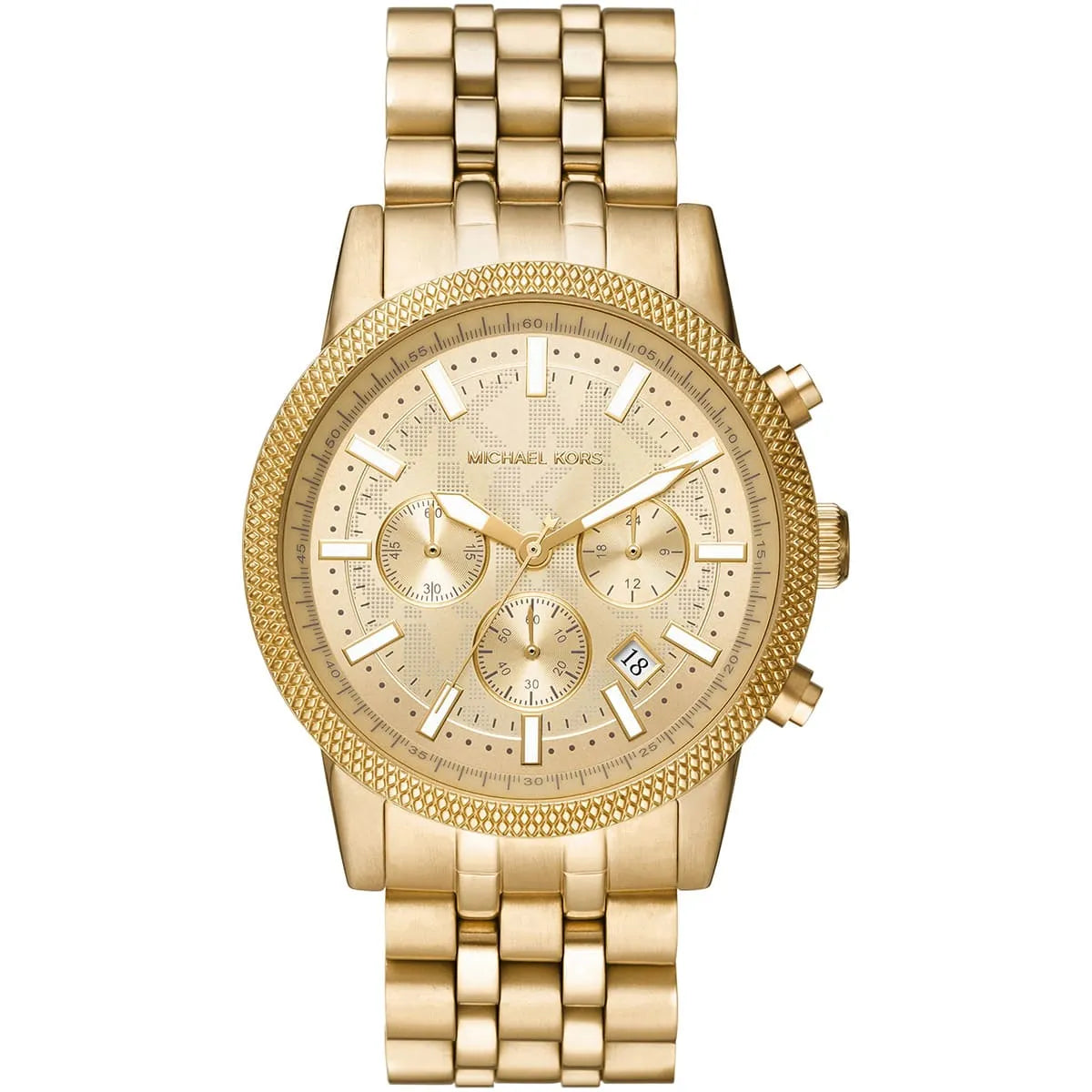 Michael Kors Hutton MK8953 gold-tone men's chronograph watch with gold link bracelet