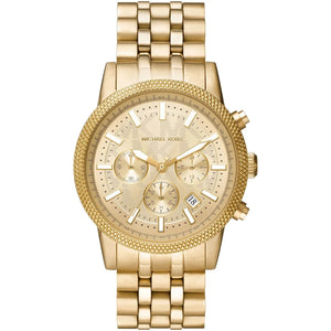 Michael Kors Hutton MK8953 gold-tone men's chronograph watch with gold link bracelet