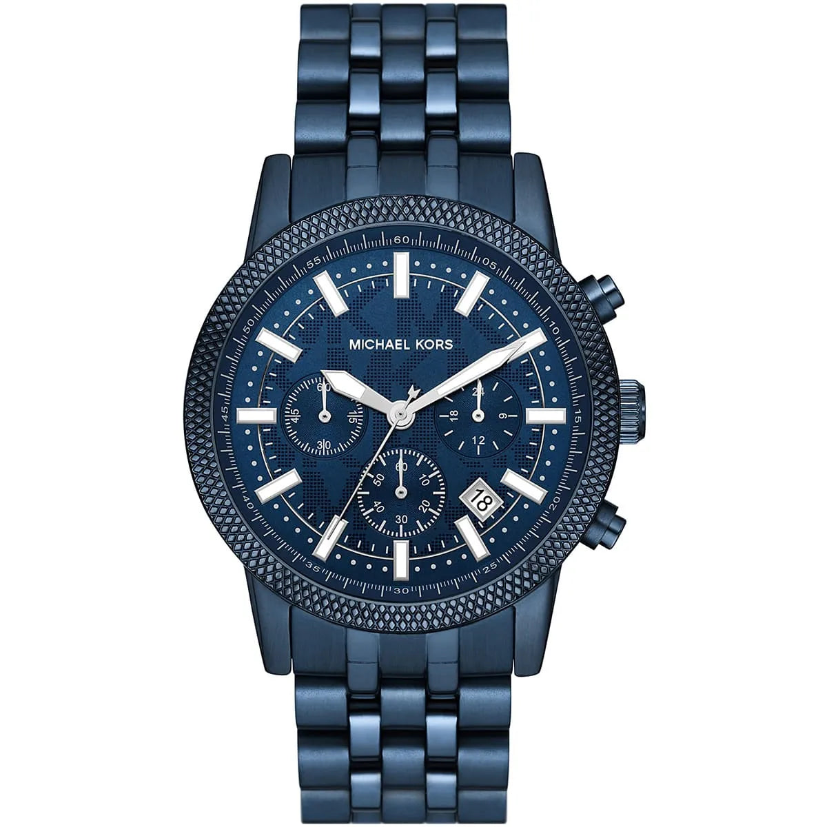 Michael Kors Hutton MK9088 men's chronograph watch in full navy blue stainless steel