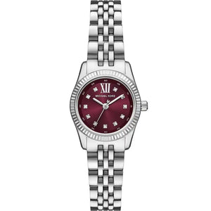 Original Michael Kors MK4968 Lexington silver-tone watch with burgundy dial - Luxury Hub Egypt
