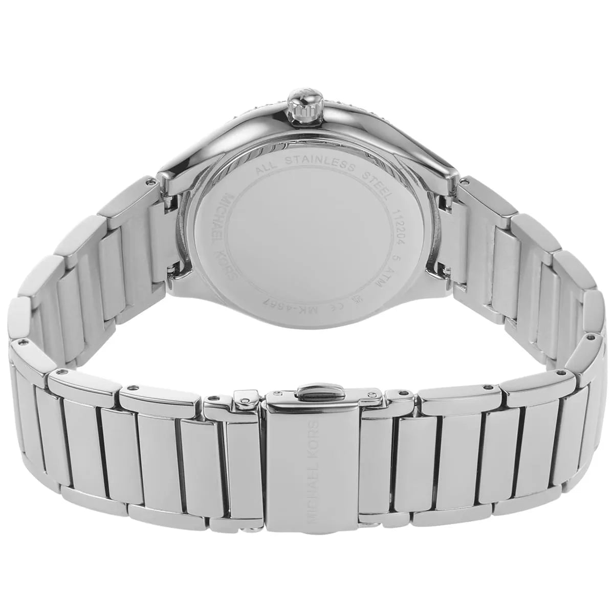 Silver-tone deployment clasp with Michael Kors logo for MK4657 luxury watch