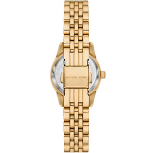 Back view of the Michael Kors MK4813 watch showing the stainless steel caseback and specs