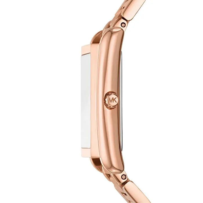 Side profile of Michael Kors MK4905 showing the slim rectangular rose gold case