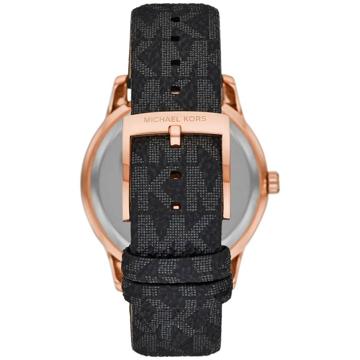 Rose gold-tone tang buckle with Michael Kors logo for Camille MK6968 logo strap watch