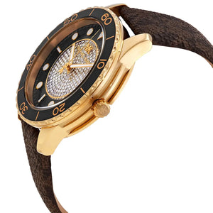 Angled front view of Michael Kors MK6979 showing depth of crystal dial and bezel