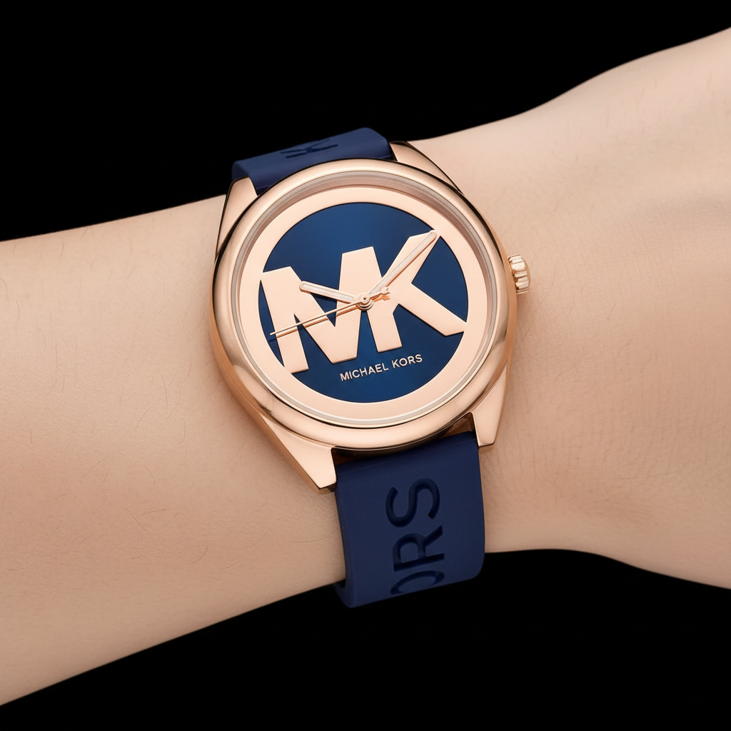 تفاصيل مينا ساعة Michael Kors MK7140 اللوجو الكبير وخامة السيليكون