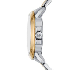 Side view of Michael Kors MK7319 showing polished gold bezel and case thickness