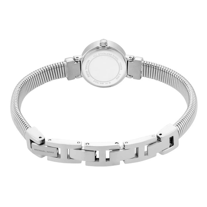 Detail of the open bangle fit for Michael Kors MK7529 Gramercy watch