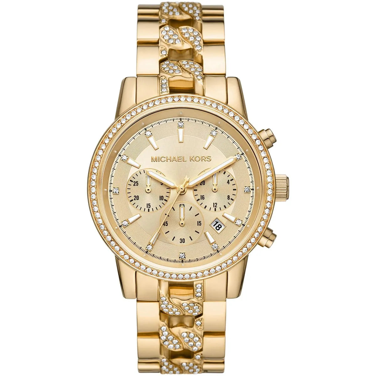 Michael Kors MK6937 Ritz Women's Gold Watch with Pave Crystal Bracelet Links