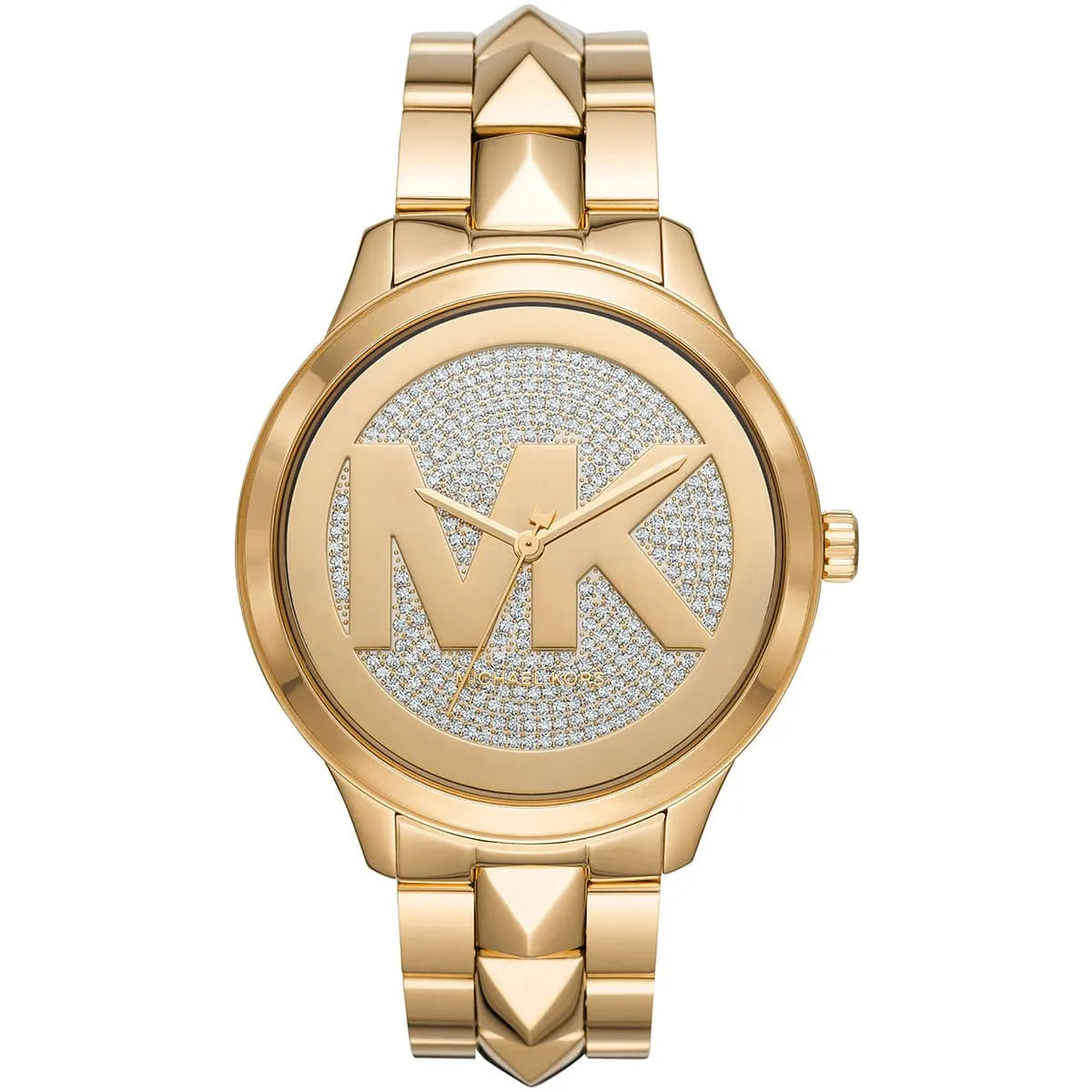 Michael Kors MK6714 Runway Women's Gold Watch with Pyramid Stud Bracelet and Crystal Dial