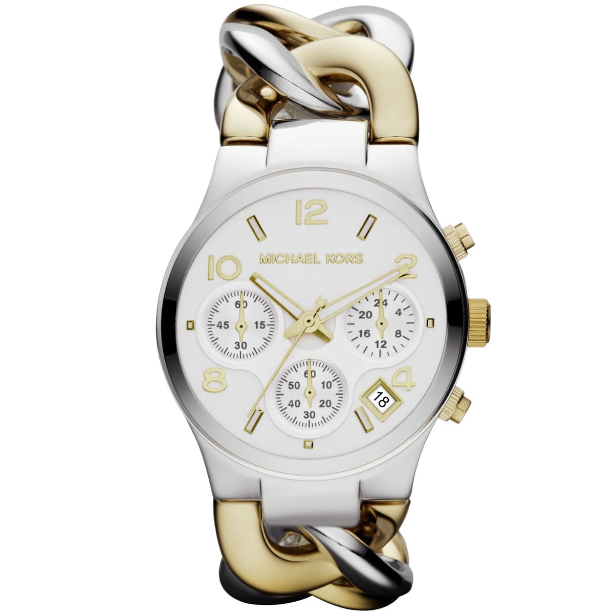 Michael Kors MK3199 Runway Twist Women's Watch Two-Tone with Chain Link Bracelet