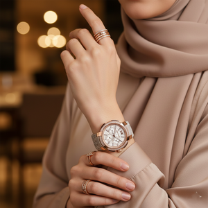 Detailed shot of the brilliant pavé crystal-encrusted bezel on the Michael Kors Sidney MK6949