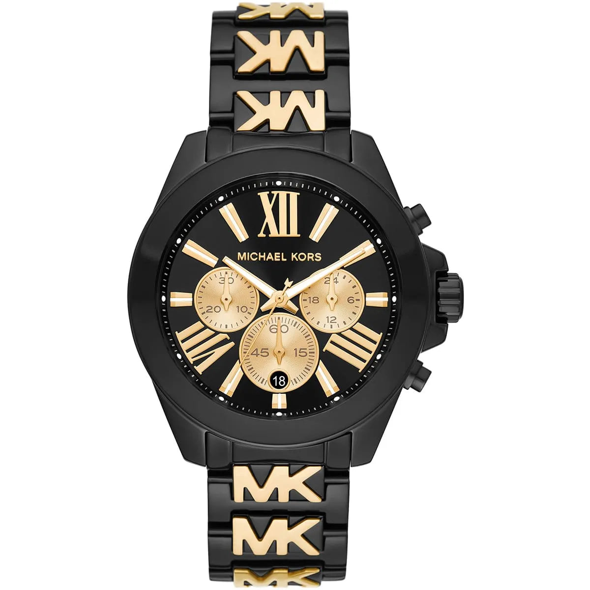 Michael Kors MK6978 Wren Women's Watch Black and Gold with MK Logo Bracelet