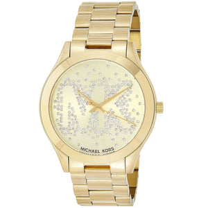 Michael Kors MK3590 Runway Slim Women’s Gold Crystal Dial Stainless Steel Watch - Luxury Hub Store