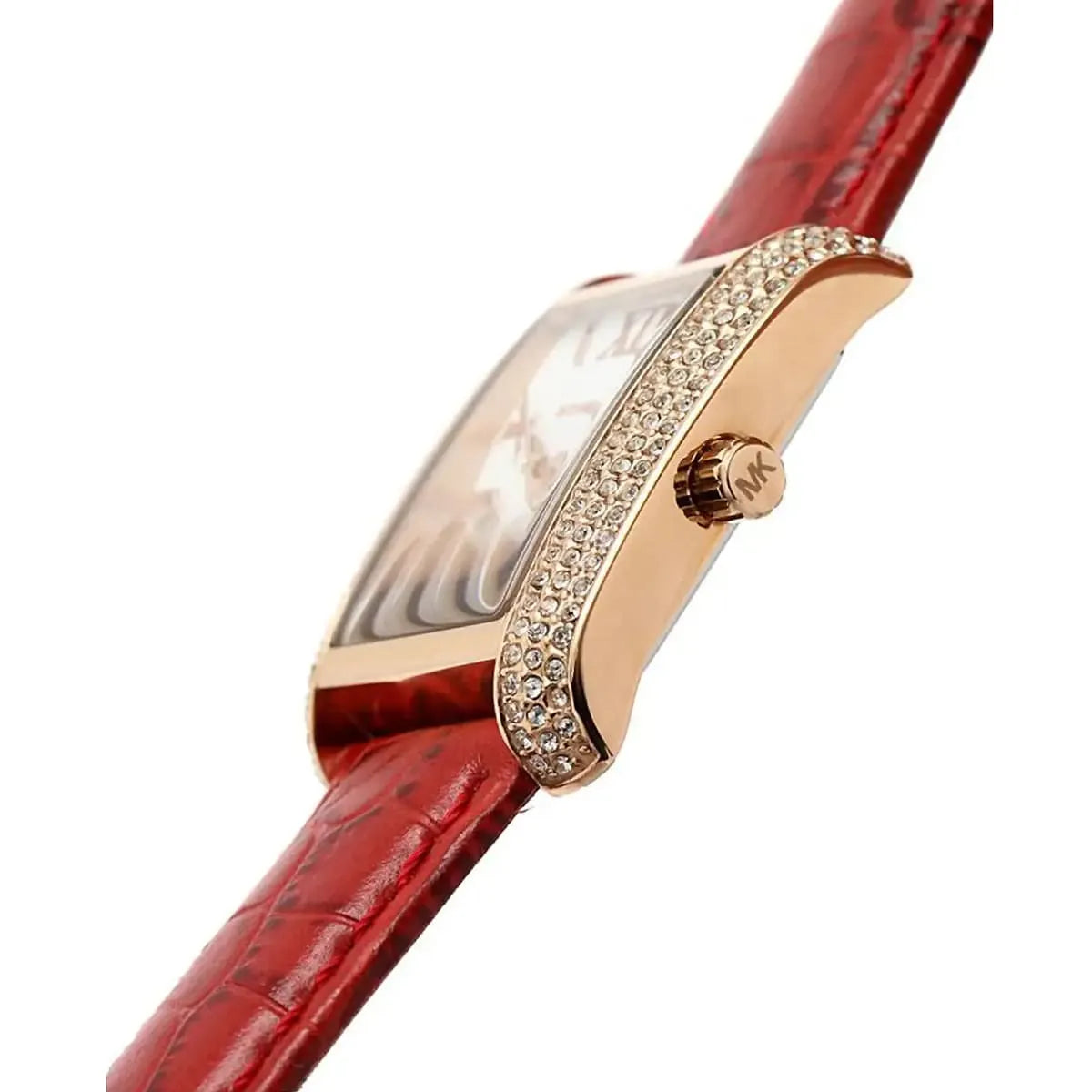 Side view photo of Michael Kors MK4689 showing case thickness and crown detail