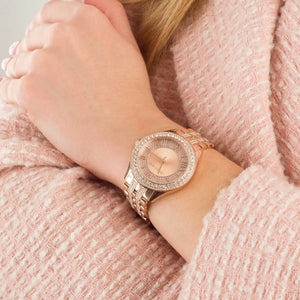 Michael Kors MK4710 Harlowe Women’s Rose Gold Crystal Dial Watch - Luxury Hub Store