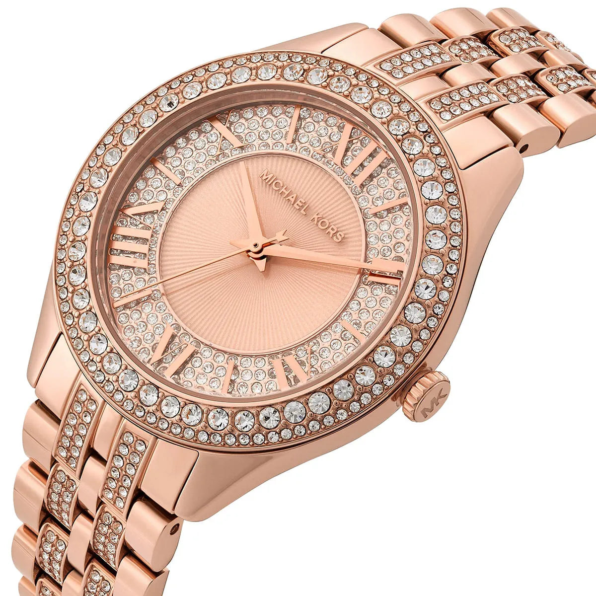 Michael Kors MK4710 Harlowe Women’s Rose Gold Crystal Dial Watch - Luxury Hub Store