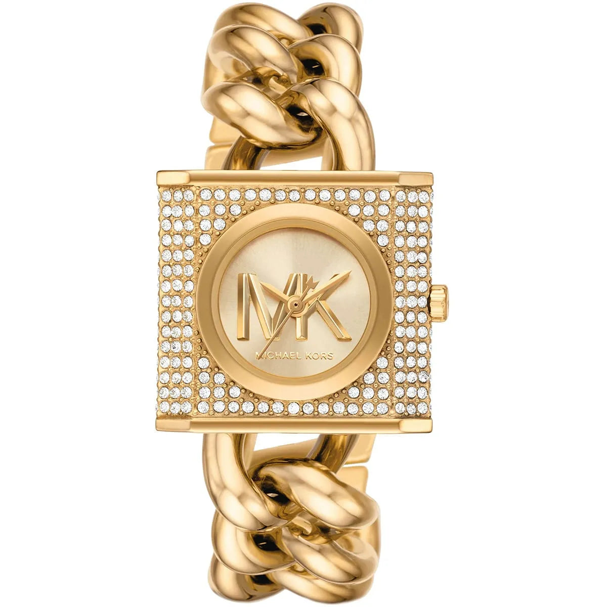 Michael Kors MK Chain Lock MK4711 women's watch - gold pave dial gold steel curb-link strap