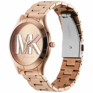 Michael Kors MK4733 Women’s Rose Gold Dial Stainless Steel Crystal Logo Watch - Luxury Hub Store