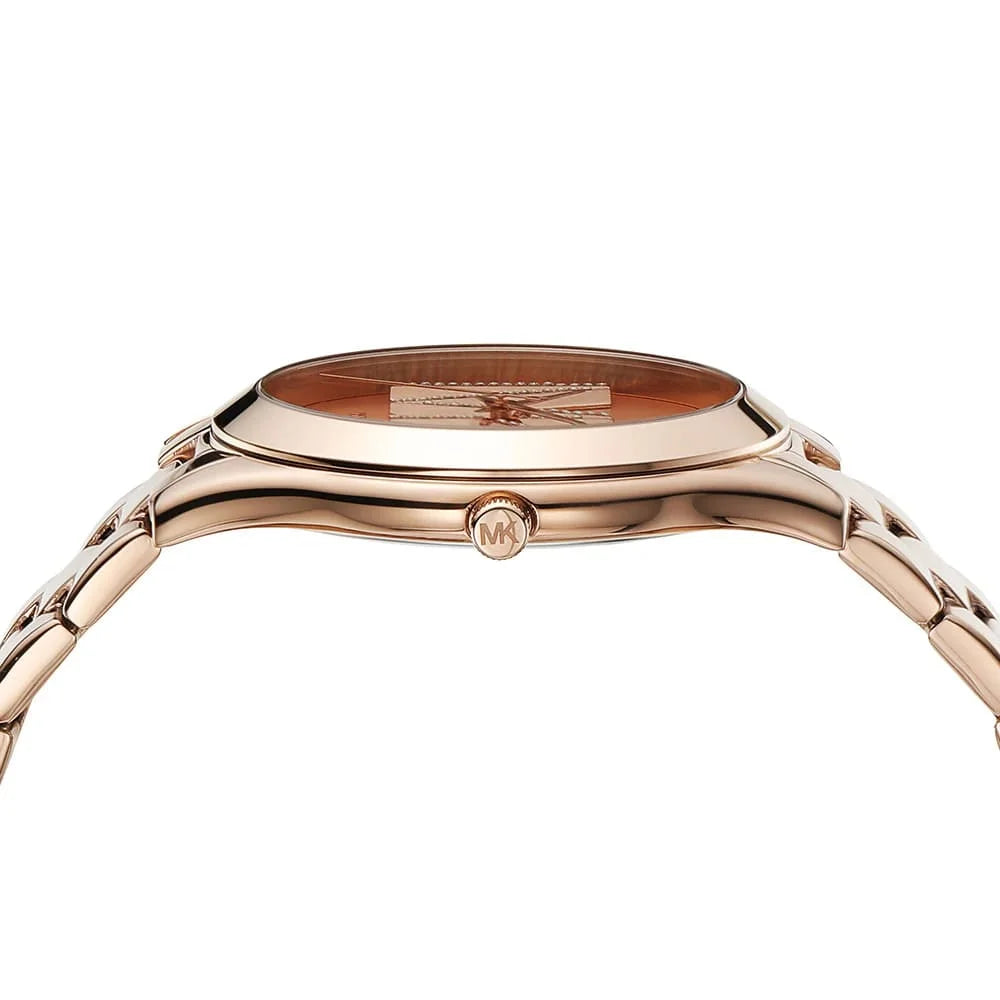 Michael Kors MK4733 Women’s Rose Gold Dial Stainless Steel Crystal Logo Watch - Luxury Hub Store