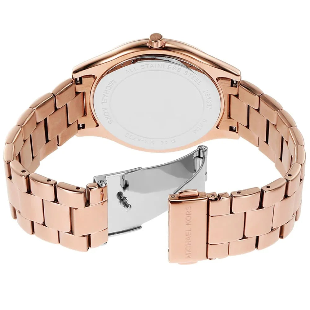 Michael Kors MK4733 Women’s Rose Gold Dial Stainless Steel Crystal Logo Watch - Luxury Hub Store