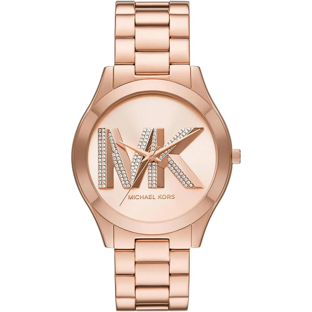 Michael Kors MK4733 Women’s Rose Gold Dial Stainless Steel Crystal Logo Watch - Luxury Hub Store
