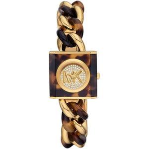 Michael Kors MK Chain Lock MK4808 women's watch - gold dial gold and brown curb-link strap
