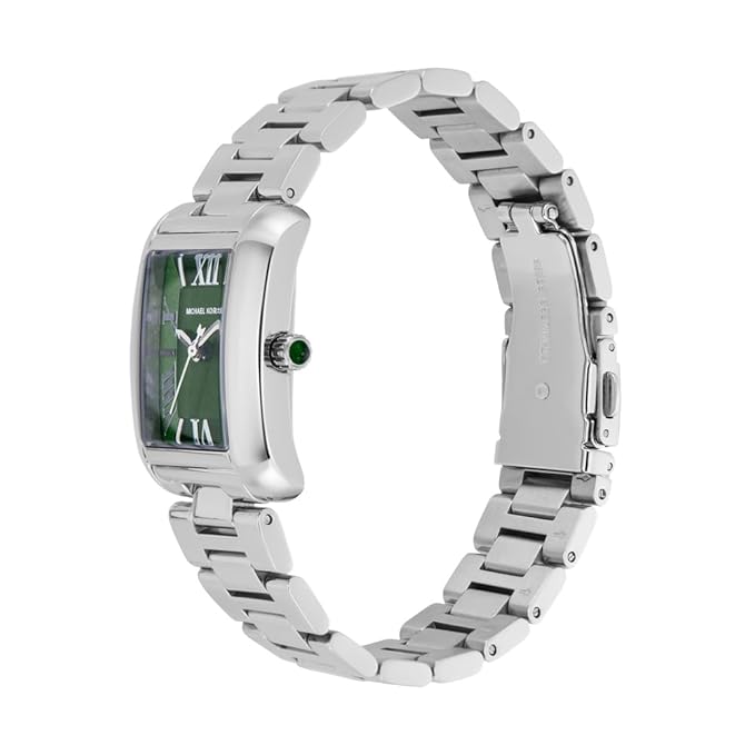 Perspective photo of Michael Kors MK4832 showing the side profile and silver bracelet finish