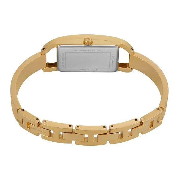 Photo of the gold-tone deployment clasp on the Michael Kors MK4840 gold watch