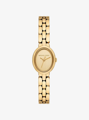 Michael Kors Petite Maude MK4955 women watch with gold oval case and matching dial
