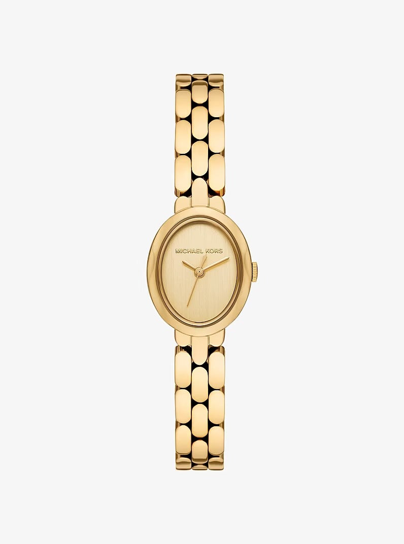 Michael Kors Petite Maude MK4955 women watch with gold oval case and matching dial