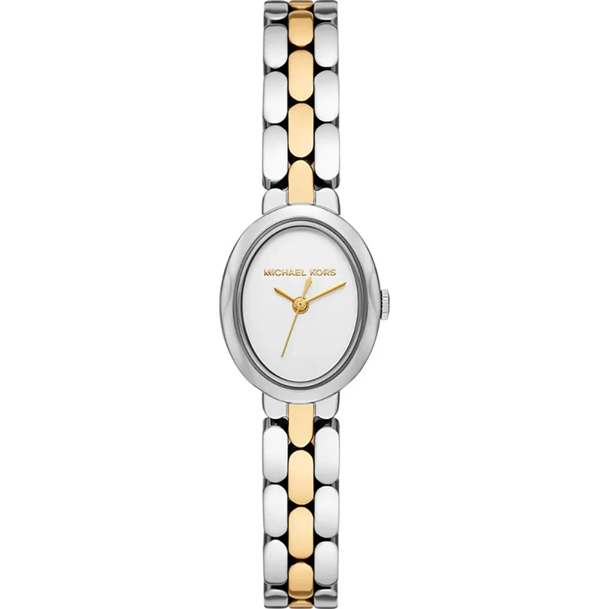 Michael Kors Petite Maude MK4956 women watch with two-tone oval case and silver dial