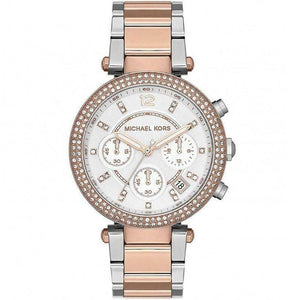 Michael Kors Parker MK5820 women's chronograph watch - mother of pearl dial two-tone steel strap