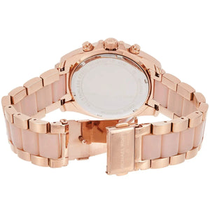 Michael Kors Blair MK5943 women's chronograph watch - rose gold dial purple and rose gold strap