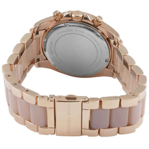 Michael Kors Blair MK5943 women's chronograph watch - rose gold dial purple and rose gold strap