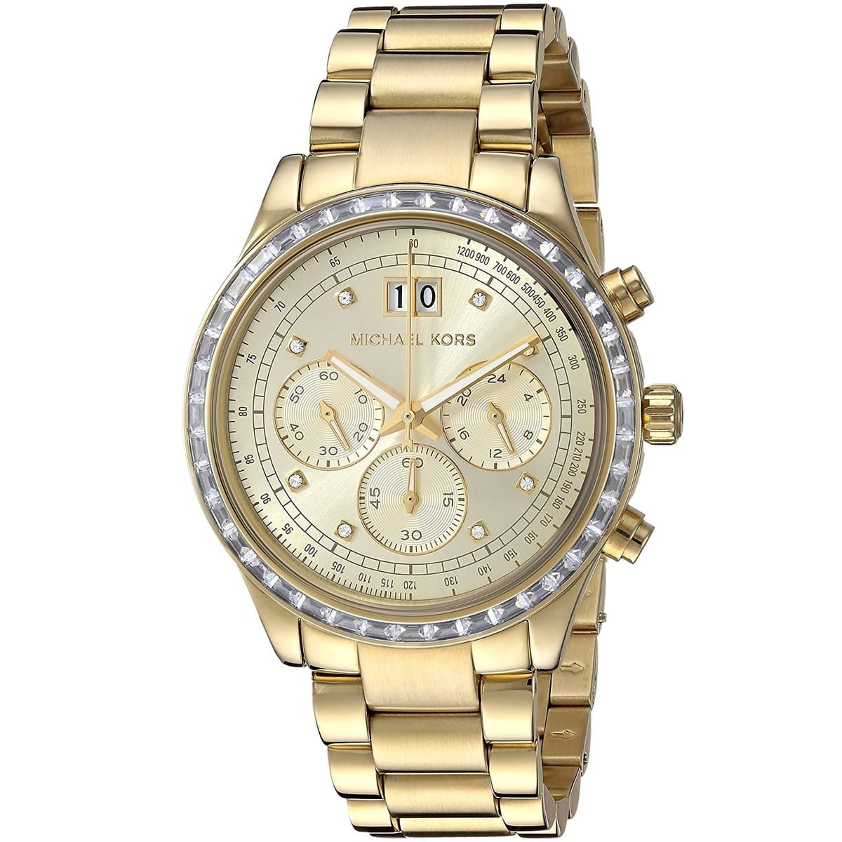 Michael Kors Brinkley MK6187 Women’s Gold Dial Gold-Tone Chronograph Watch - Luxury Hub Store