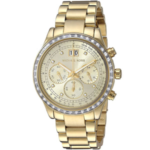 Michael Kors Brinkley MK6187 Women’s Gold Dial Gold-Tone Chronograph Watch - Luxury Hub Store