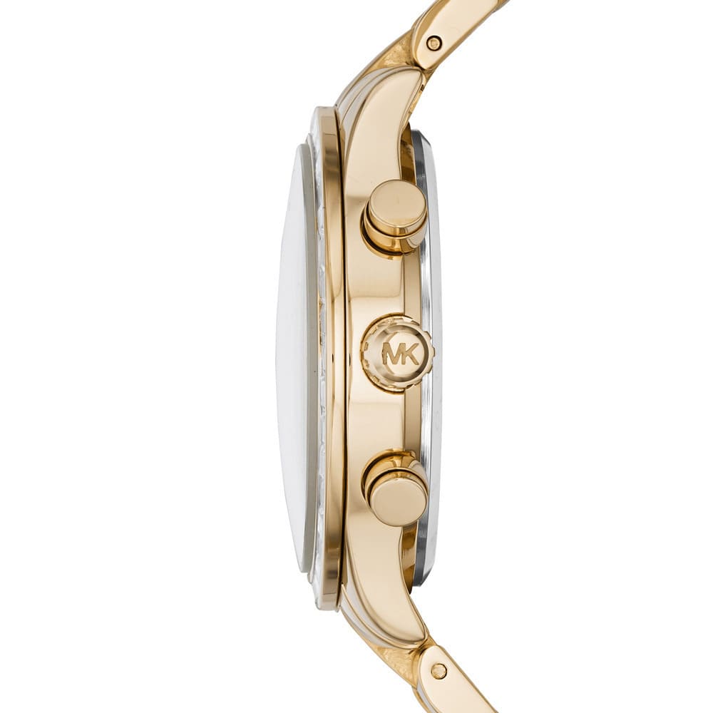 Michael Kors Brinkley MK6187 Women’s Gold Dial Gold-Tone Chronograph Watch - Luxury Hub Store