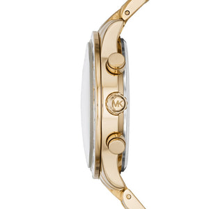 Michael Kors Brinkley MK6187 Women’s Gold Dial Gold-Tone Chronograph Watch - Luxury Hub Store