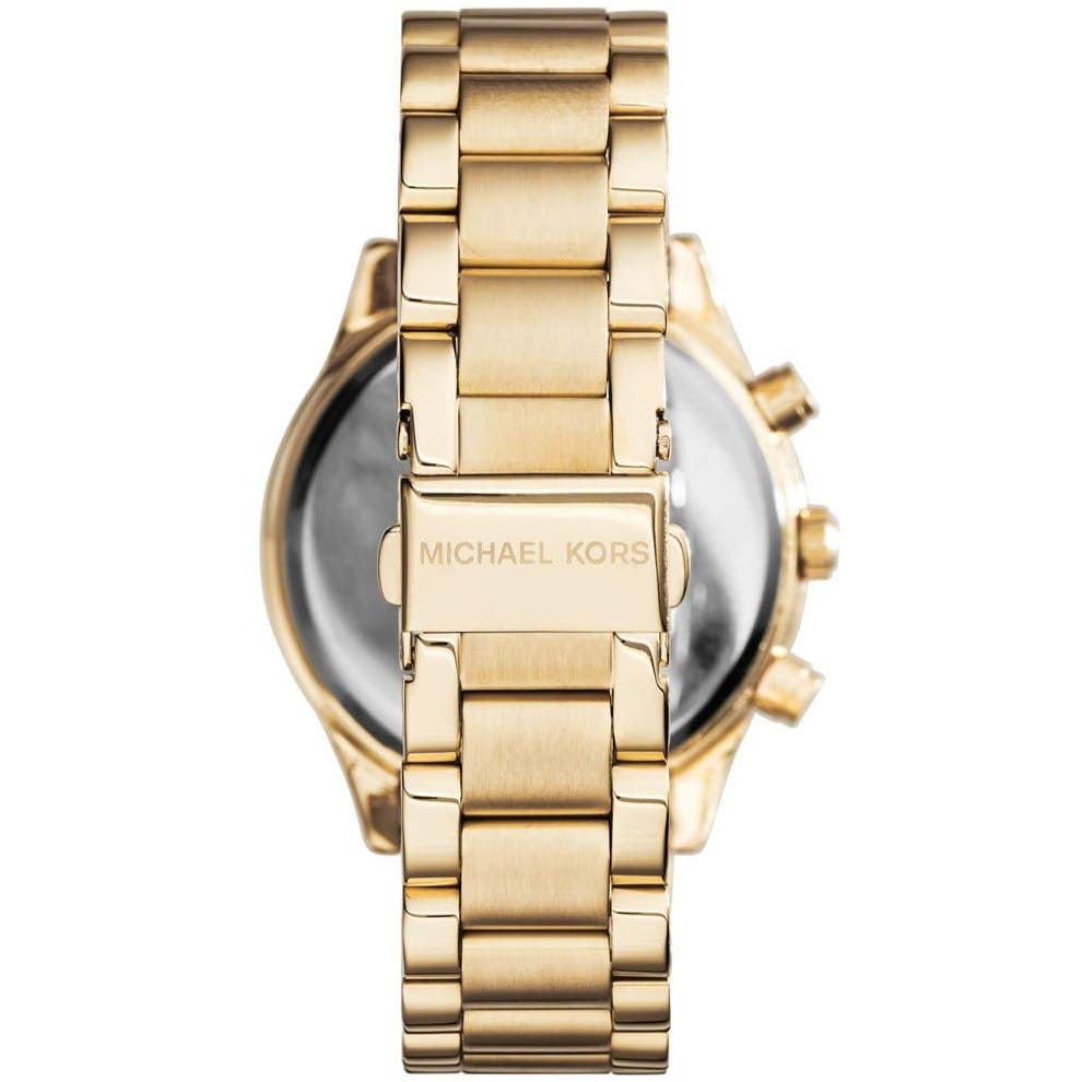 Michael Kors Brinkley MK6187 Women’s Gold Dial Gold-Tone Chronograph Watch - Luxury Hub Store