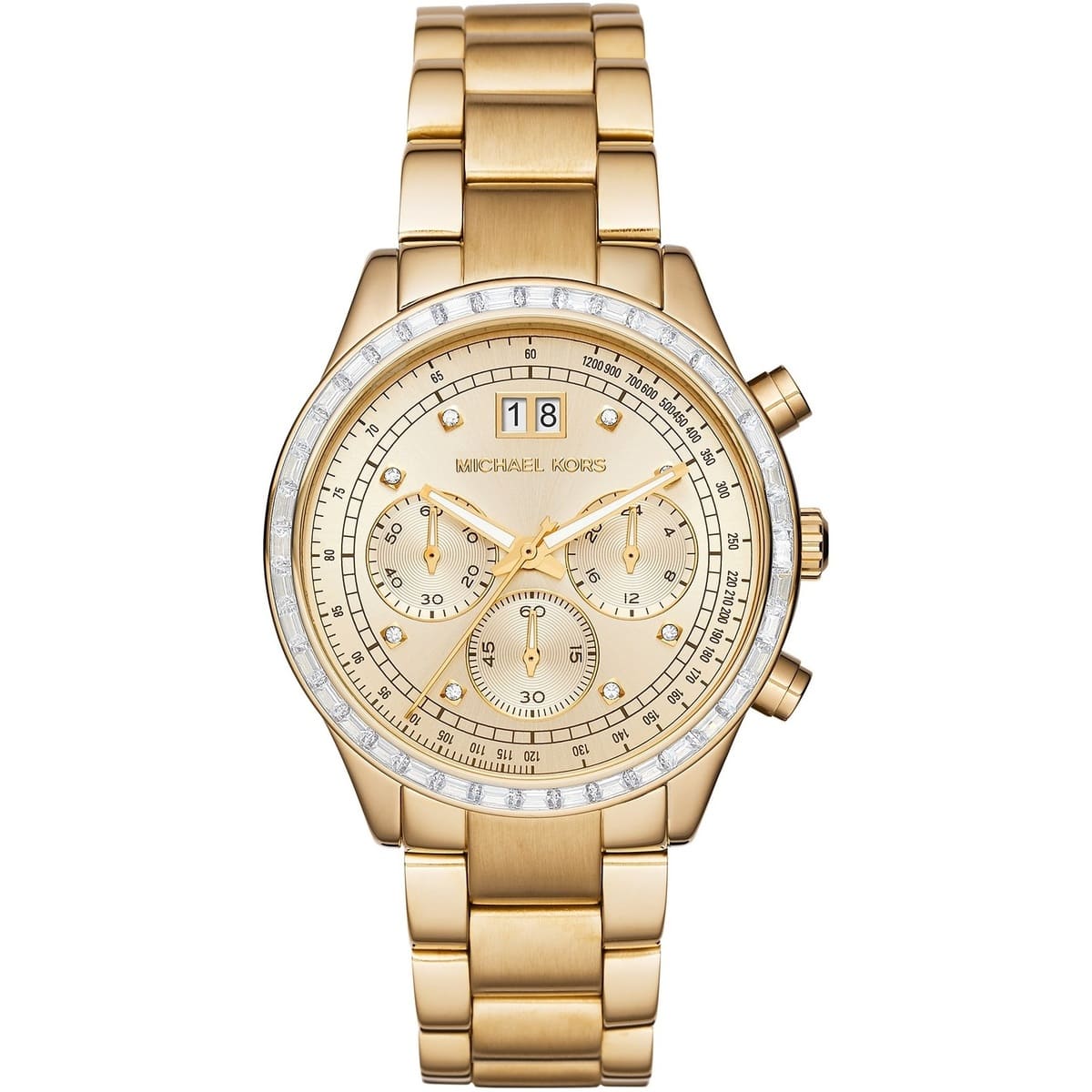 Michael Kors Brinkley MK6187 Women’s Gold Dial Gold-Tone Chronograph Watch - Luxury Hub Store