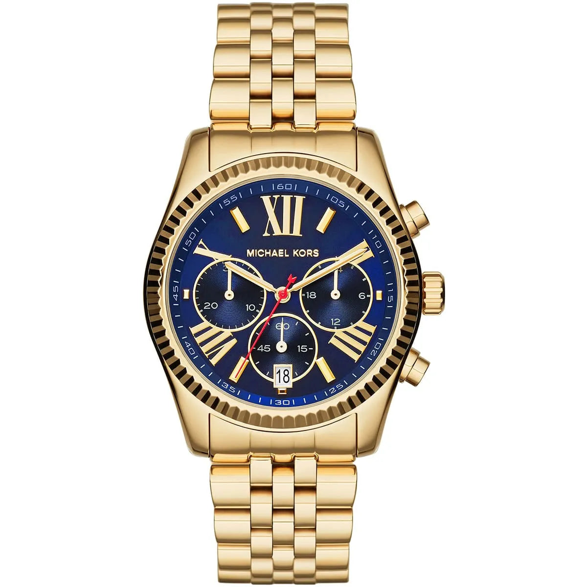 Michael Kors Lexington MK6206 women's chronograph watch - blue dial gold steel strap