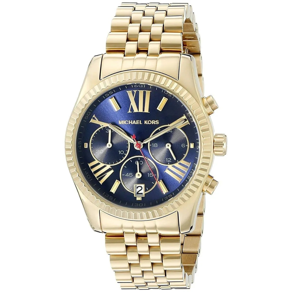 Michael Kors Lexington MK6206 women's chronograph watch - case back and strap view