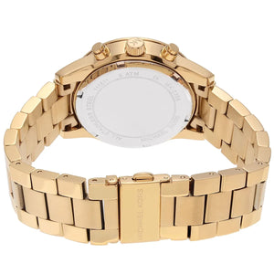 Gold-tone stainless steel deployment clasp with Michael Kors branding on MK6356