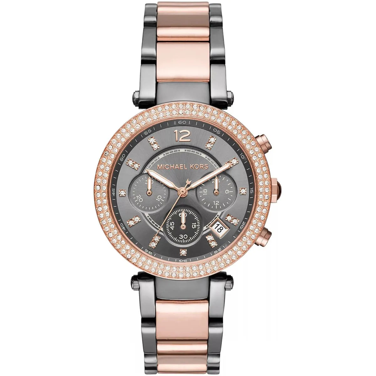 Michael Kors Parker MK6440 women's chronograph watch - grey dial two-tone steel strap