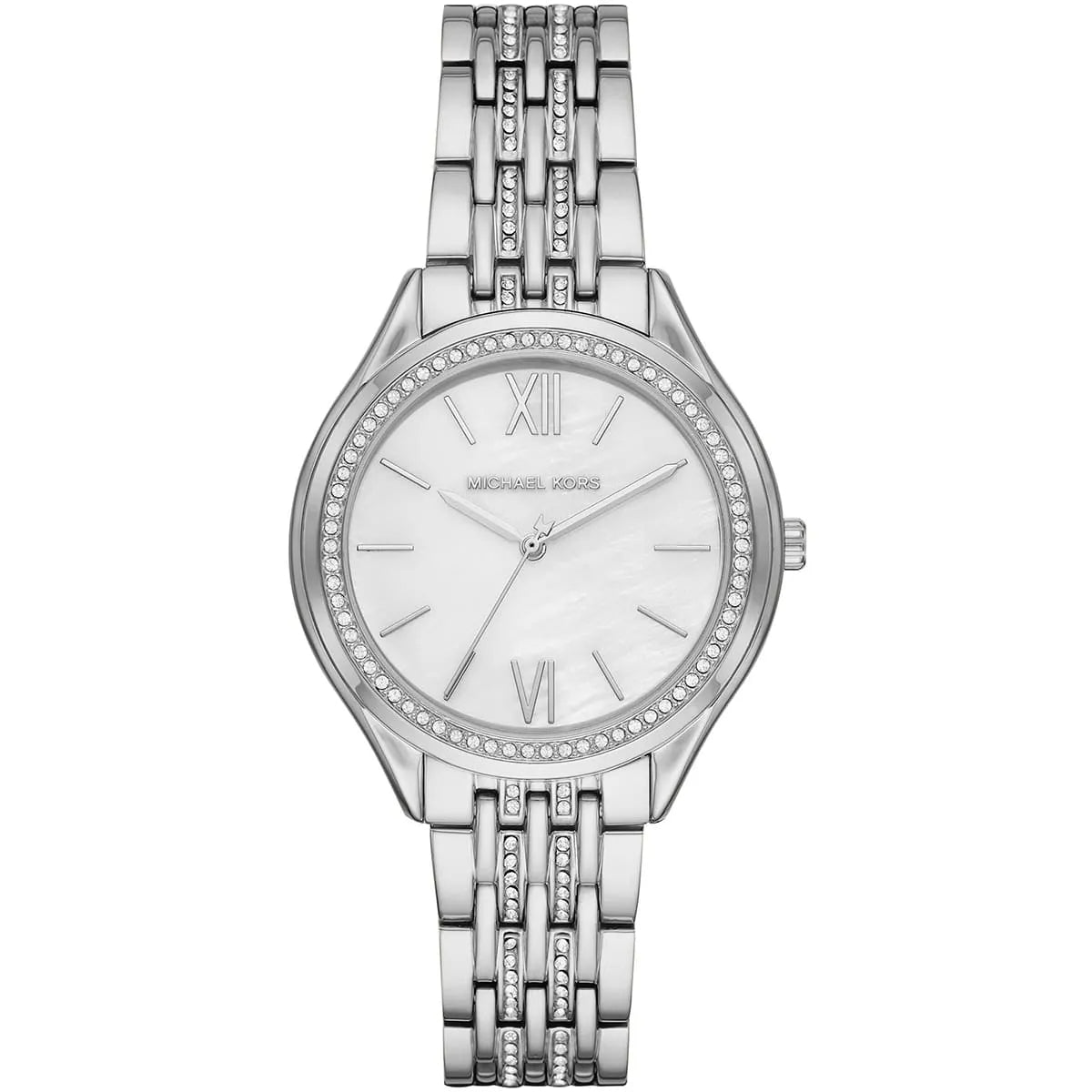 Michael Kors Runway MK7075 Women's Three-Hand Watch – Mother of Pearl Dial & Stainless Steel Strap