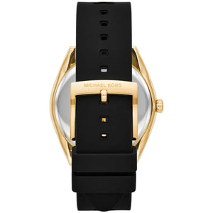 Michael Kors Janelle MK7313 women's watch - black MK logo dial black rubber strap